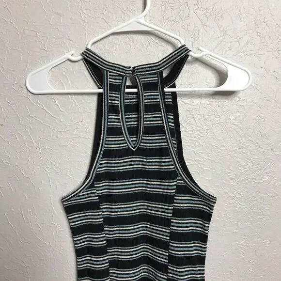 Hollister Womens Striped Ribbed Tank Top Halter Skater Fit & Flare Dress Small - Picture 6 of 12